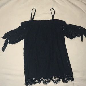 Off shoulder black lace blouse